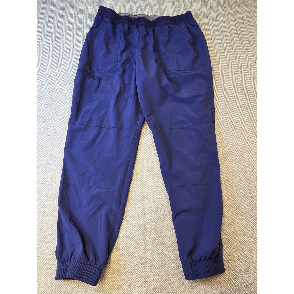 Scrubstar Premium Jogger Scrub Pants Women Large Indigo Blue Stretch Tapered Leg